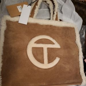 New Ugg x Telfar Medium Suede and Shearling Trim Chestnut